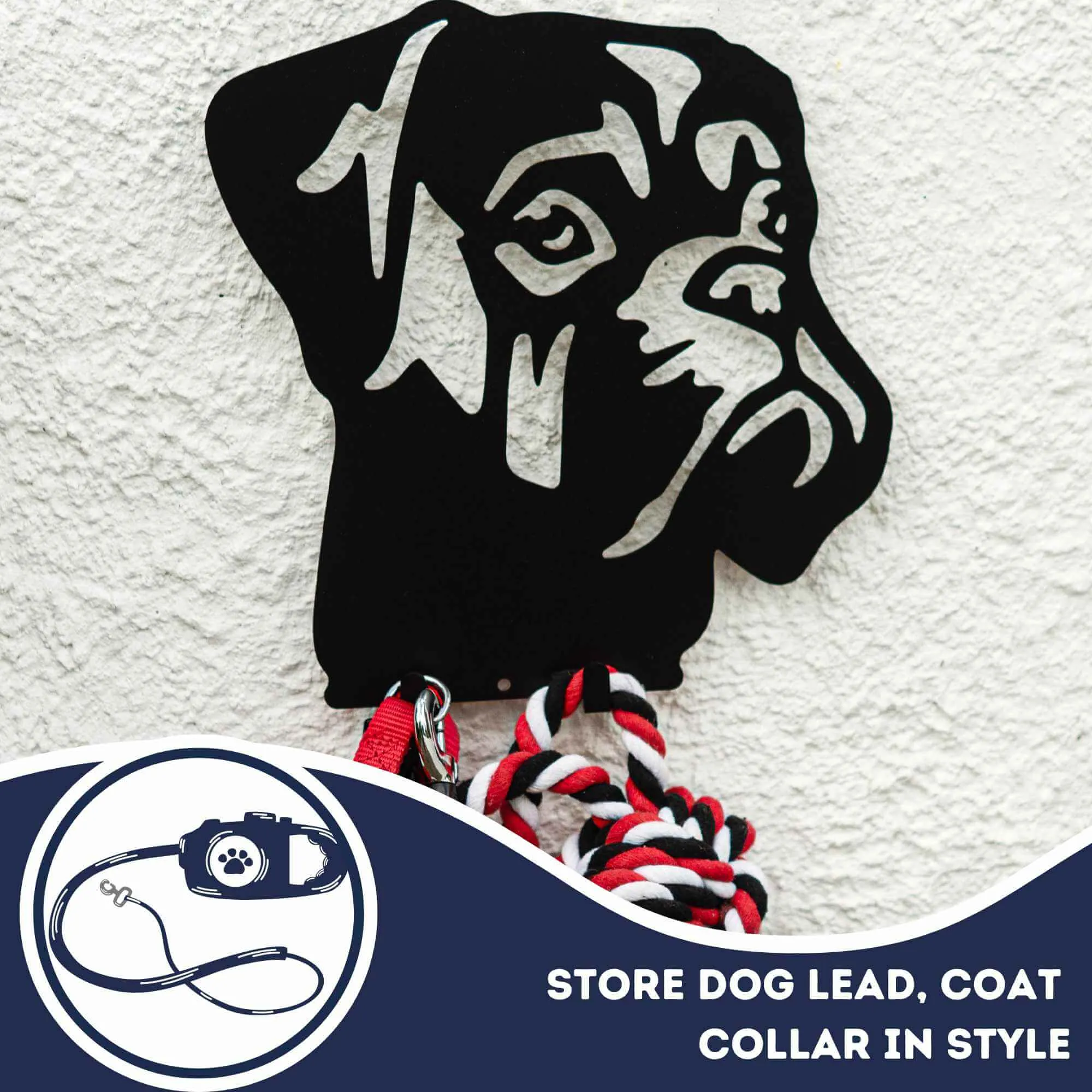 Boxer Dog Lead Hook Holder Bullmastiff Leash Hanger Dog Lover Owner Wall Ornament