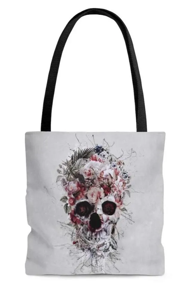 Floral Skull Roomy Tote Bag