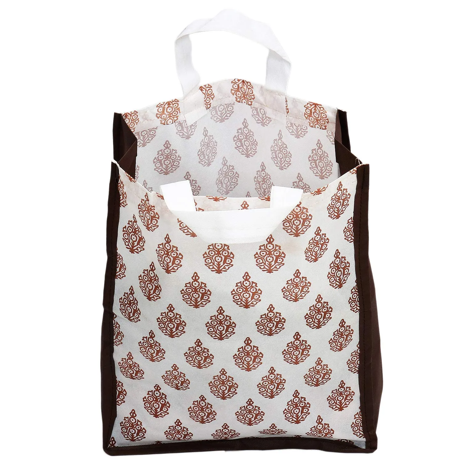 Kuber Industries Medium Size 6 Pieces Non Woven Eco-Friendly Reusable Multipurpose Shopping Carry Bags (Brown) - CTKTC030808