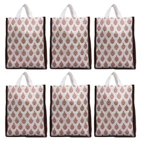 Kuber Industries Medium Size 6 Pieces Non Woven Eco-Friendly Reusable Multipurpose Shopping Carry Bags (Brown) - CTKTC030808